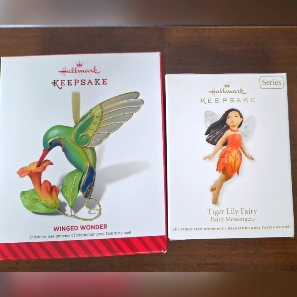 Hallmark Keepsake Ornament Lot Of Two Tiger Lily Fairy And Winged Wonder New